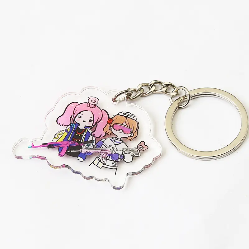 Promotionele Sleutelhanger Custom Dubbelzijdig Clear Acryl Leuke Cartoon Anime Sleutelhanger Charms