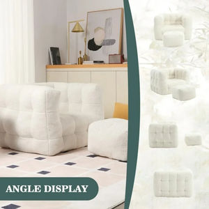 Sillón Contemporáneo Tapizado en Terciopelo Comprimido al Vacío con Otomana - Diseño que Ahorra Espacio para Apartamentos y Villas - Product Image 5