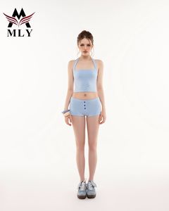 MLY 사용자 정의 도트 패턴 타이 백 반도 비키니 졸라매는 끈 디자인 하이 컷 바닥 2 피스 여성용 수영복 - Product Image 2