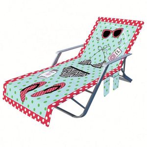 Housse de chaise longue de piscine en microfibre éponge personnalisée avec logo pour hôtel, chaise longue de plage, serviette de chaise longue - Product Image 1