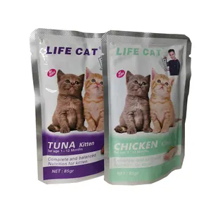 Vendita all'ingrosso alimentatore a tempo umido cibo per gatti-Il sacchetto da 85 g più venduto OEM di cibo per gatti bagnato aggiunto con cibo per animali domestici in urina