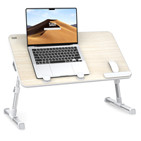 Tablette pour ordinateur portable SAIJI pour lit, pliable et réglable, table pour ordinateur portable noire, plateau de lit pour bureau à domicile, table d'étude
