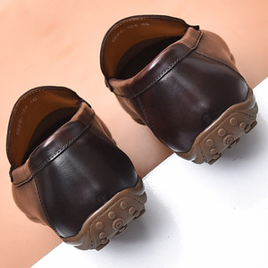 Mocassins en cuir véritable pour hommes, bout rond, à enfiler, chaussures décontractées et élégantes pour l'été - Product Image 3