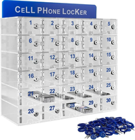 Casier mural avec serrures et clés, rangement pour téléphones portables, nombre de compartiments personnalisable, en acrylique, fabriqué en Chine