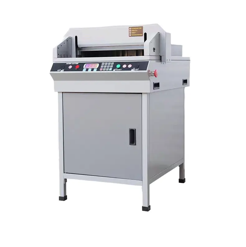 Pum Electric Paper Cutter Machine Book Spine Cutter Pink 2 Stroke Engine Wooden Box Packaging New include Motor Gear PLC
