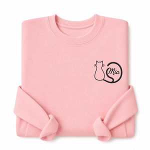Felpa Girocollo Personalizzata con Ricamo Silhouette <span class=keywords><strong>Gatto</strong></span> e Coda, <span class=keywords><strong>Nome</strong></span> Personalizzabile per Regalo e Abbigliamento per Mamma <span class=keywords><strong>di</strong></span> Gatti - Product Image 4