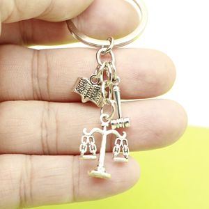Scales of Justice Gavel Book Keychain Antique Silver Zinc Alloy Split Ring for <strong>Law</strong> School Graduation <strong>Gift</strong> - Product Image 3
