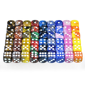 Vente en gros de dés de jeu de société en acrylique double couleur 16 mm, effet marbre, D6 - Product Image 1