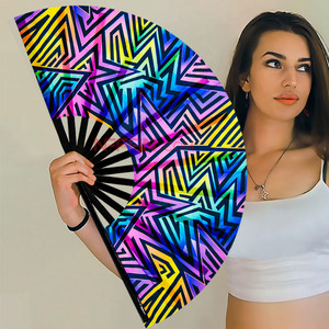 พัดลมมือถือขนาดใหญ่33ซม.,ผ้าใบกันน้ำกันแสงยูวีสำหรับเทศกาลคลั่งไม้ไผ่ - Product Image 5