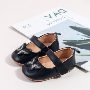 Sepatu jahit kupu-kupu desain PU Solid bayi baru lahir, sepatu bayi Prewalker untuk anak perempuan - Product Image 3