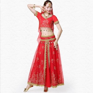 Femmes <span class=keywords><strong>Halloween</strong></span> magnifique Rose motif film Cosplay danse indienne princesse Bollywood danse Performance Costumes costume - Product Image 2