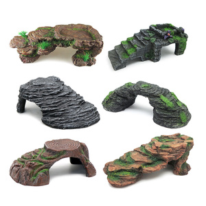 Grande rettile Rock Hide Cave decorazione dell'acquario per rettile Turtle Basking Platform grande acquario trasparente per acquario - Product Image 2