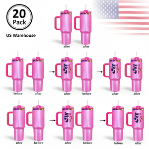 Confezione da 20 Tumbler H2.0 da 40oz in Acciaio Inox a Doppia Parete, Colore Rosa con Effetto Arcobaleno, per Incisione Laser, Spedizione dagli Stati Uniti - Product Image 2
