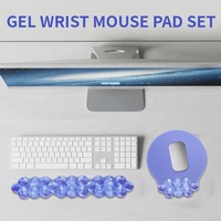 Ensemble de tapis de souris en gel de silicone transparent, petit tapis de clavier de jeu avec repose-poignets pour la maison et le bureau