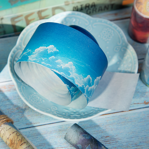 Ruban adhésif Washi 50mm*2m/Rouleau, motif Paysage Marin Nuageux INS, pour <span class=keywords><strong>Scrapbooking</strong></span>, Journal Créatif et Papeterie Esthétique - Product Image 4