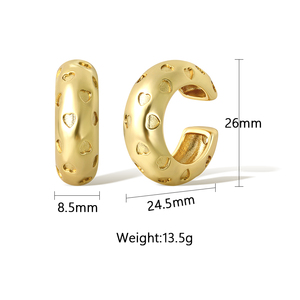 Orecchino a <span class=keywords><strong>polsino</strong></span> Non forato alla moda gioielli placcati in oro 18 carati <span class=keywords><strong>orecchini</strong></span> a Clip con <span class=keywords><strong>polsino</strong></span> dell'orecchio della <span class=keywords><strong>cartilagine</strong></span> in metallo grosso in ottone - Product Image 6
