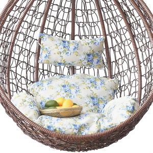 Garden Iron Metal Frame Rattan Hanging With Cushion - Product Image 4