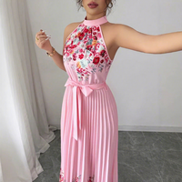 Robe longue plissée à imprimé floral et taille élastique pour femme, nouvelle mode printemps 2026