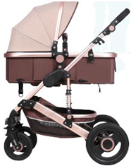 Poussette bébé 3-en-1 à vue haute, convertible quatre roues, légère et pliable, avec fonctions assise et allongée - Product Image 3