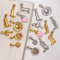 Waterdichte Mode Sieraden Hangers & Charmes Cowboy Boot Hoed Charme 18K Verguld Rvs Hart Fruit Oranje Bedels