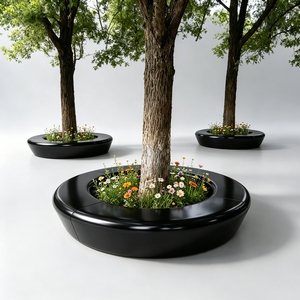 Bancs en FRP écologiques avec jardinières intégrées géométriques pour terrasse de coworking - Product Image 6