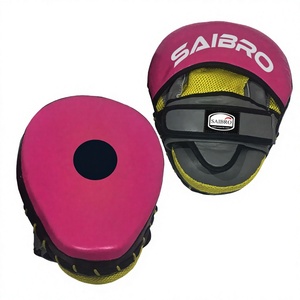Saibro Unisex PU <b>Focus</b> Mitts Pink Yellow Velcro Closure Breathable Martial Arts Training Gear - Product Image 2