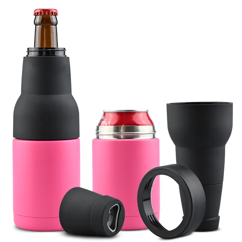 Wholesale 12oz Custom Vacuum Insulated Double Walled Stainless Steel Beer Can and Bottle Cooler With Beer Opener