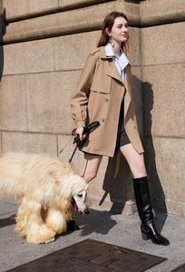 Abrigo de Gabardina Moderno para Mujer, Estilo Casual, Color Caqui, con Doble Botonadura y Solapas, para Primavera - Product Image 2