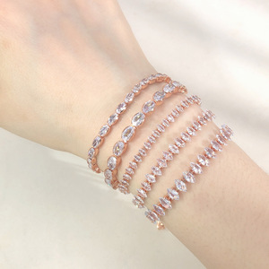 Bracelets ajustables en zircon brillant pour femmes, multicolores, style tennis, simples, tendance, bijoux pour fêtes, mariages, accessoires, cadeaux - Product Image 1