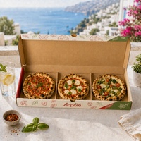 Boîte à pizza personnalisée Zicpole à 3 compartiments avec ensemble de coupelles pour sauce, collection de solutions pour mini-pizzeria 3-en-1, emballage à emporter
