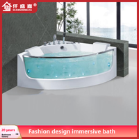 Baignoire autoportante moderne et confortable en acrylique avec fonction massage et drain pour la maison, l'hôtel et les petits appartements – Constant