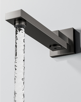 Ensemble de douche thermostatique noir pour salle de bain, 4 fonctions, pomme de douche pluie, système de robinetterie de douche à montage au plafond avec LED