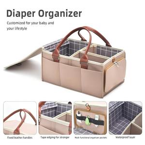 Sac de rangement portable pour couches avec couvercle roulant et séparateurs amovibles, organiseur pour chambre d'enfant, table à langer, voiture - Product Image 2