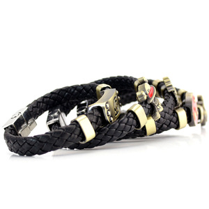 12 diseños Luffy Deacon Bleach <span class=keywords><strong>Uzumaki</strong></span> aleación hebilla magnética pulsera trenzada negro marrón cuero tejido pulsera para hombres mujeres - Product Image 5