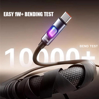 Cordon de charge rapide de type C 120W Câble transparent USB C vers USB C avec écran LED pour iPhone 16 15 Pro Max iPad Galaxy S23