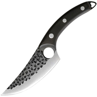 Couteau à désosser forgé à la main avec lame en acier inoxydable martelé de 5,7 pouces, anneau de maintien, manche en bois naturel, lame pleine, avec étui en PU