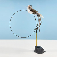 Jouet interactif pour chat avec tige à ventouse et tête de remplacement à motifs d'oiseaux colorés, plumes, clochettes, en bois et plastique