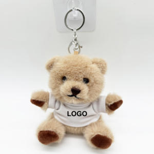 Sleutelhanger met aangepast logo, geweven label, klein knuffelbeer met t-shirt, pluche speelgoed sleutelhanger, promotie, hoge kwaliteit - Product Image 4