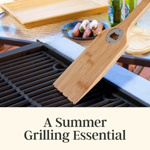 Raspador de Bambú para Barbacoa, Herramienta para Limpiar Parrillas al Aire Libre, Raspador de Parrilla con Abrebotellas, Limpiador de Parrillas Resistente, Accesorio para Barbacoa - Product Image 1