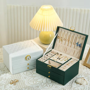 Custom Logo lusso squisito cuoio PU tre strati di grande capacità portagioie squisita grande custodia - Product Image 1