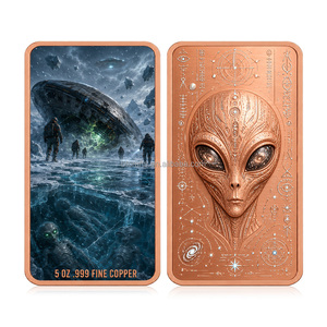 Barra in Rame Puro .999 da 5 oz, Serie <span class=keywords><strong>UFO</strong></span> Alieno, Lingotto Commemorativo con Rilievo UV Colorato per Collezione e Regalo - Product Image 3