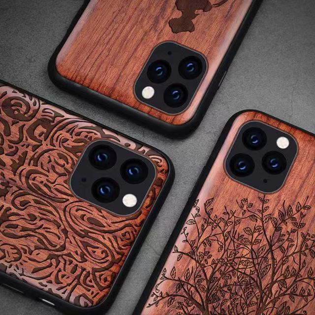 Green Craft Simple Natural for Iphone Samsung Google Pixel Wooden TPU PC Cell Phone Case Cover 15 for Laser Engraving