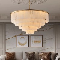 Lustre LED de surface en marbre, style postmoderne français, luxe léger, pour hôtel, salon, salle à manger et chambre, design vintage américain