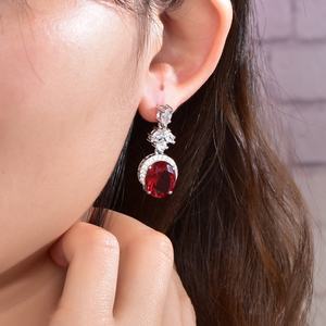 Pendientes de boda con circonita de Rubí, micro pavé, 5a, CZ, alta cantidad mínima, pendiente de Boda nupcial - Product Image 4