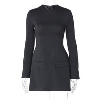 Printemps été nouvelle Mini robe pour femmes Sexy à manches longues col rond mince a-ligne élégante robe fête discothèque vêtements femmes