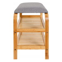 Banc à chaussures en bambou moderne et durable à 3 niveaux avec étagères de rangement pour salon et entrée