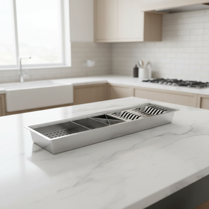 Calha Umida 90cm Canal Organizador <span class=keywords><strong>De</strong></span> Cozinha Em Aco Inox Com Accessoires Escovada Acier Inoxydable <span class=keywords><strong>Gouttière</strong></span> Bar Éviers - Product Image 4