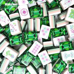 Fichas de Mahjong Americanas de Lujo con Esmeraldas, 160 Piezas, Juego Estándar, Acrílico de 4 Capas, Grabado Artesanal, Verde Intenso, para Noches de Juego y Regalos - Product Image 1