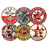 Letrero Metálico Redondo de Gasolina, Estilo Retro Texaco STP Pennzoil, Decoración de Pared para Cuarto de Hombre, Garaje, Taller Mecánico, Decoración para Entusiastas de Autos