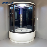 Nouveau moderne acrylique Quadrant hôtel utiliser Whirlpool Hydro Massage trempage baignoire vapeur douche noir encadré lumière LED cabine de douche